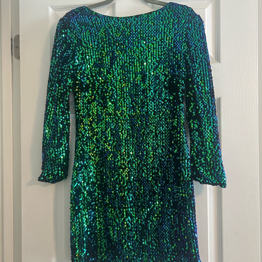 Club L London Green Sequin Embellished Sheath Dress